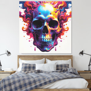Lienzo cráneo colorido moderno