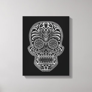 Lienzo Cráneo complejo del azúcar blanco en negro