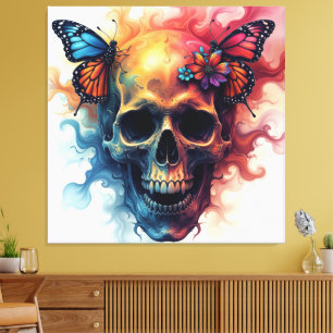 Lienzo Cráneo de renacimiento floral