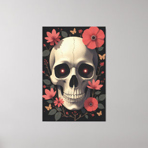 Lienzo Cráneo Floral Gótico - Cráneo Estilizado