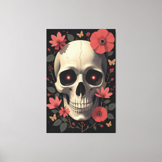 Lienzo Cráneo Floral Gótico - Cráneo Estilizado