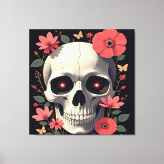 Lienzo Cráneo Floral Gótico - Cráneo Estilizado