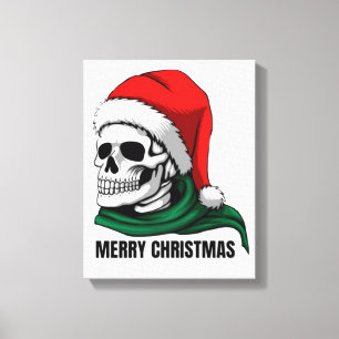 Lienzo Cráneo gótico de Navidad con sombrero de Santa – A