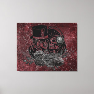 Lienzo Cránulos De Besado Gótico Pareja Y Eterno Rojo De 