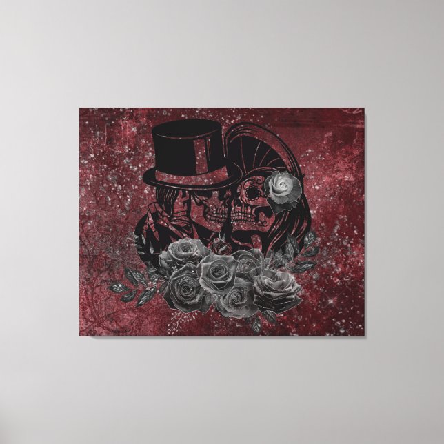 Lienzo Cránulos De Besado Gótico Pareja Y Eterno Rojo De  (Anverso)