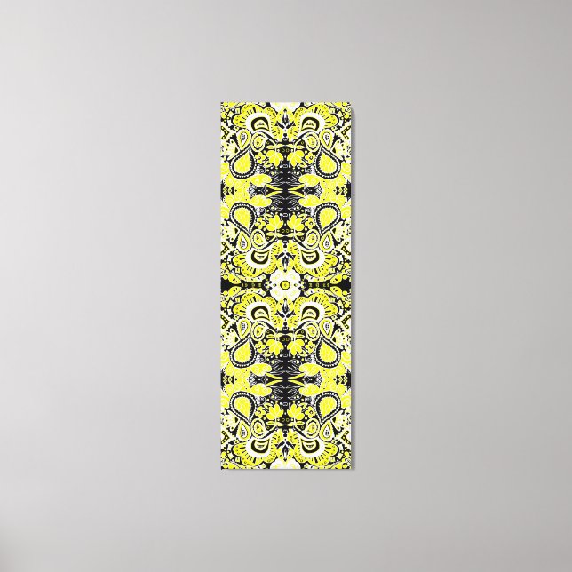 Lienzo Crazy Paisley Kaleidoscope Amarillo y Negro (Anverso)