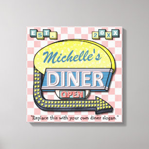 Lienzo Crea tu propio Rótulo de Diner Personalizado Retro