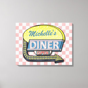 Lienzo Crea tu propio Rótulo de Diner Personalizado Retro