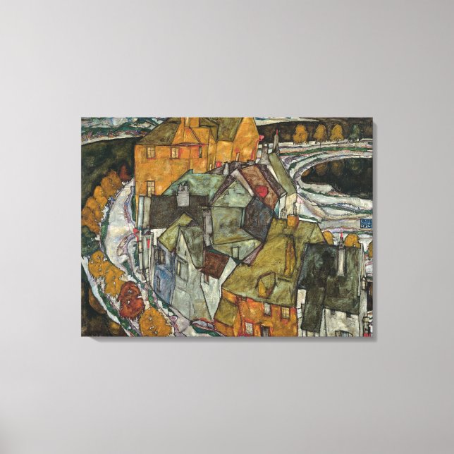 Lienzo Creciente de Casas II, Ciudad Isla de Egon Schiele (Anverso)