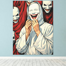 Lienzo Creepy Grinning Masked Cult Figures Horror Pop Art