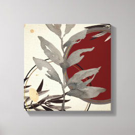 Lienzo Crema Borgoña y gris abstracto artístico acuarela