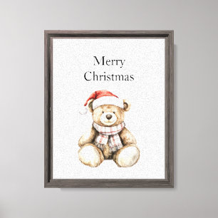 Lienzo Crema Orgánica Tan Navidades Teddy Bear Santa Hat
