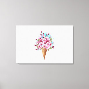 Lienzo Crema rosa de hielo Sakura Waffle Cone