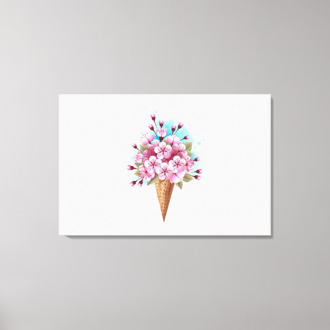 Lienzo Crema rosa de hielo Sakura Waffle Cone (Anverso)