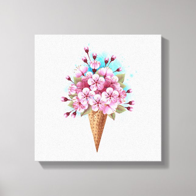 Lienzo Crema rosa de hielo Sakura Waffle Cone (Anverso)