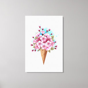 Lienzo Crema rosa de hielo Sakura Waffle Cone