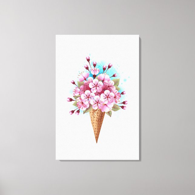 Lienzo Crema rosa de hielo Sakura Waffle Cone (Anverso)