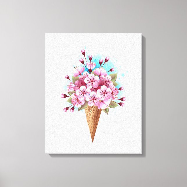 Lienzo Crema rosa de hielo Sakura Waffle Cone (Anverso)