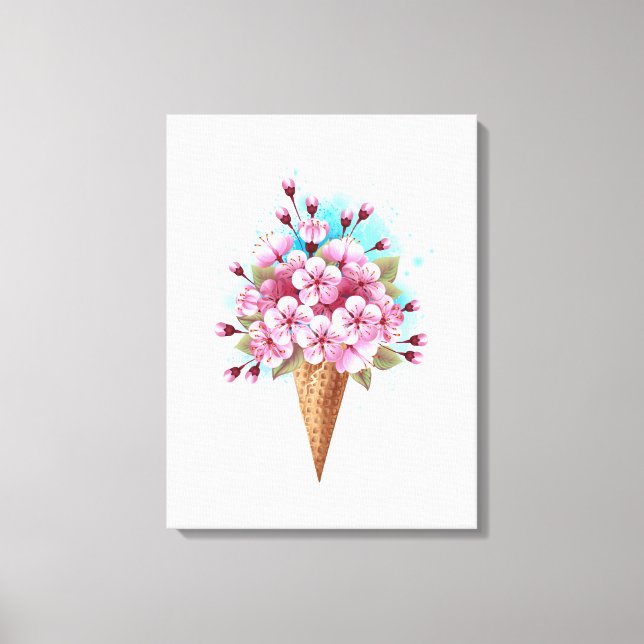 Lienzo Crema rosa de hielo Sakura Waffle Cone (Anverso)