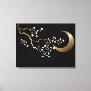 Lienzo Crescent Moon Cherry Blosoms