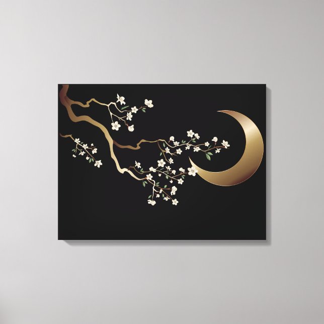 Lienzo Crescent Moon Cherry Blosoms (Anverso)