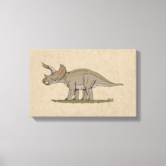 Lienzo Cretácico Dinosaurio Triceratops (Anverso)
