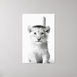 Lienzo Cría de León Divertida con Papel Higiénico Foto de