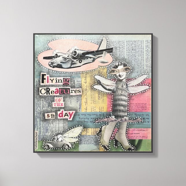 Lienzo Criaturas voladoras del quinto día de Natalie Scho (Anverso)