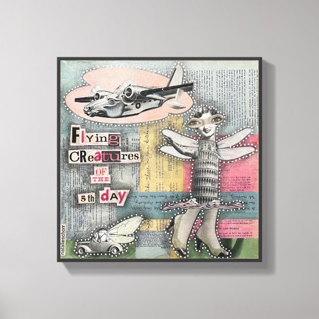 Lienzo Criaturas voladoras del quinto día de Natalie Scho (Anverso)