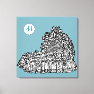 Lienzo Criba de bebé vintage 2 Monograma 24x24 B Imprimir