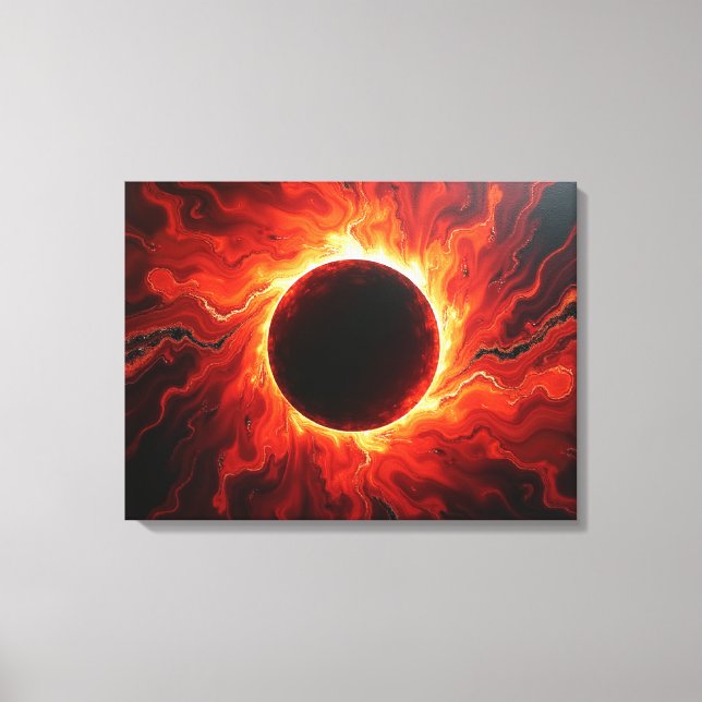 Lienzo Crimson Eclipse - Fiery Red & Black 24"x18" Canvas (Anverso)