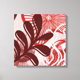 Lienzo Crimson Radiance – Abstract Botanical Sunburst Art