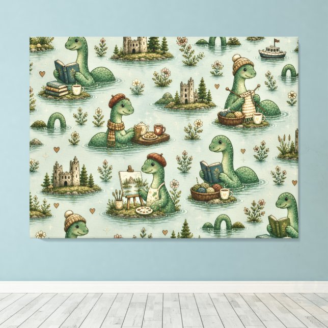 Lienzo Criptídeos Acogedores Nessie Monstruo del Lago Nes (Insitu (piso de madera))