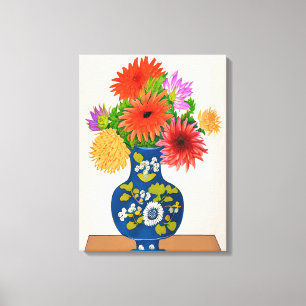 Lienzo Crisantemo en una vesícula azul china