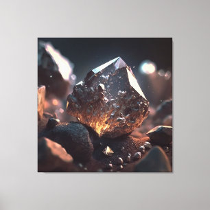 Lienzo Cristal inspirado en diamante con luz ámbar cálida