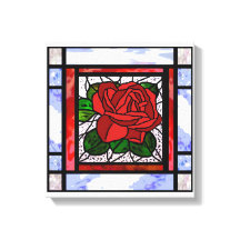 Cristal rojo rojo con manchas Art Deco