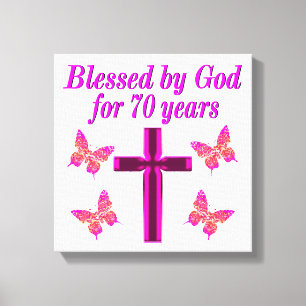 LIENZO CRISTIAN PINK 70TH BIRTHDAY CROSS DISEÑN