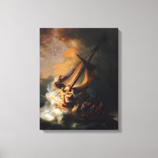 Lienzo Cristo en tormenta en el lago Genezareth por Rembr