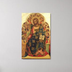 Lienzo Cristo Enthroned con los santos y los ángeles que