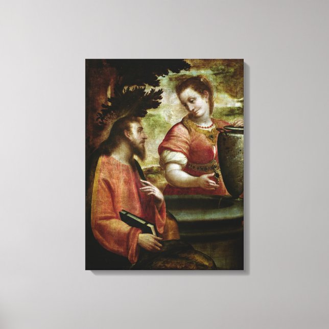 Lienzo Cristo y la mujer de Samaria, c.1575-80 (Anverso)