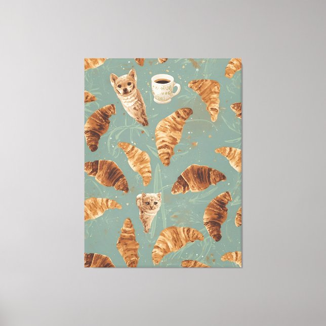 Lienzo Croissant Crawl Cats, Coffee & French Bakery Chaos (Anverso)