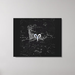 Lienzo Cromo como Aries Zodiac Rótulo Vintage Hevelius
