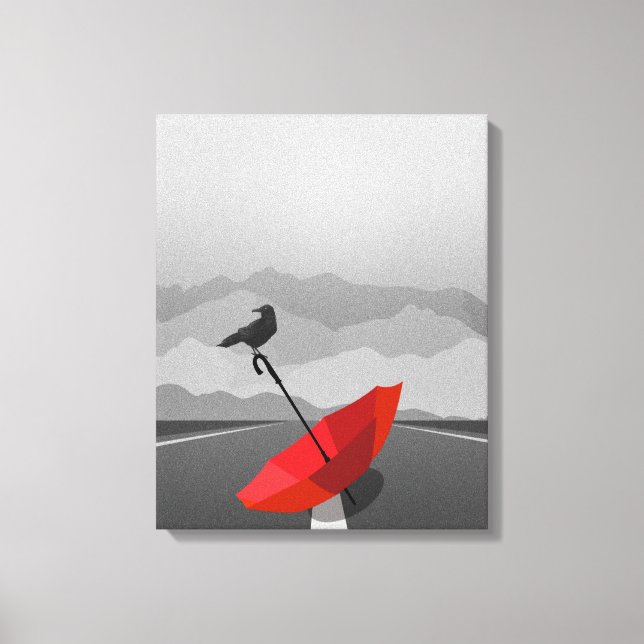 Lienzo Crow y paraguas (Anverso)