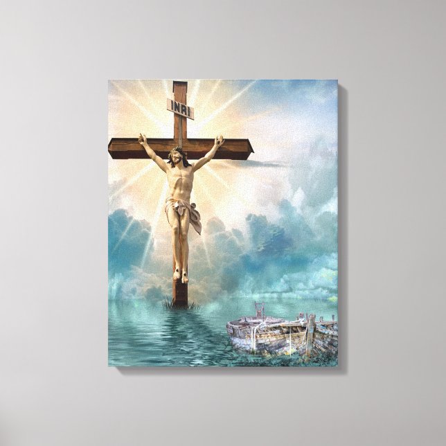 Lienzo Crucifixión de Jesús y del arco de Noé (Anverso)