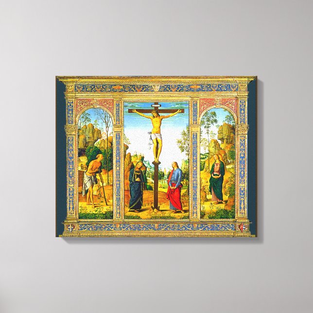 Lienzo Crucifixión renacentista de Cristo (Anverso)
