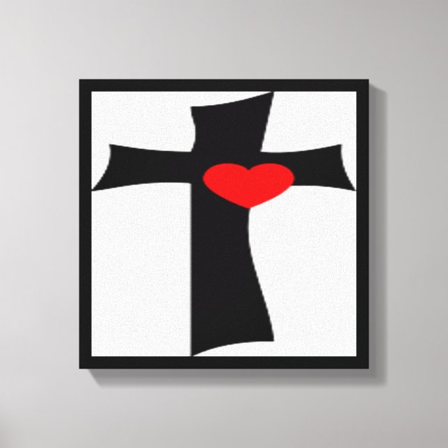 LIENZO CRUZ CON CORAZÓN ROJO (Anverso)