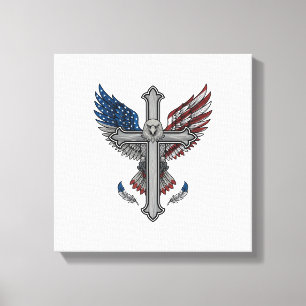 Lienzo Cruz de águila patriótica grabado vintage vector d