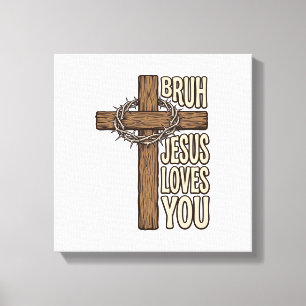 Lienzo Cruz de Bruh Jesús te Ama Vintage Cristiano Vecto