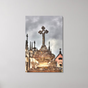 Lienzo Cruz de cementerio en primer plano, Portugal