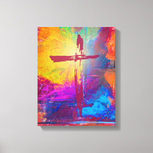 Lienzo Cruz de Jesús en pintura abstracta
